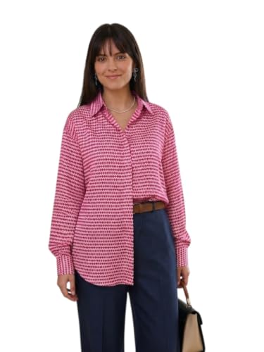 Image of OOMPH! Women's Printed Shirt | Full Sleeves | Collared Neck | Curved Hem | Casual Shirt for Women
