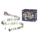 JEU DE COURSE DOMINOS : Ce coffret de 100 pièces en bois FSC permet aux enfants dès 3 ans de créer des circuits de dominos uniques. Idéal pour stimuler l’imagination et partager des moments ludiques en famille.