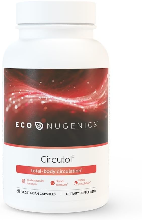 Circutol: Heart & Blood Pressure Supplement with Nattokinase, L-Carnitine, Hawthorn Berry Extract, Cordyceps & Reishi Mushrooms โ Healthy Blood Flow & Nitric Oxide Support โ 60 Capsules