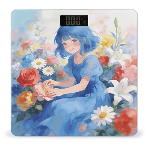 Báscula digital de baño con pantalla LED clara y plataforma de vidrio templado miniatura 1