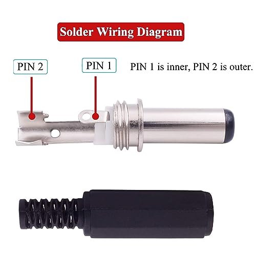 Conector DC macho 5.5mm x 2.1mm pack 20 unidades miniatura 2