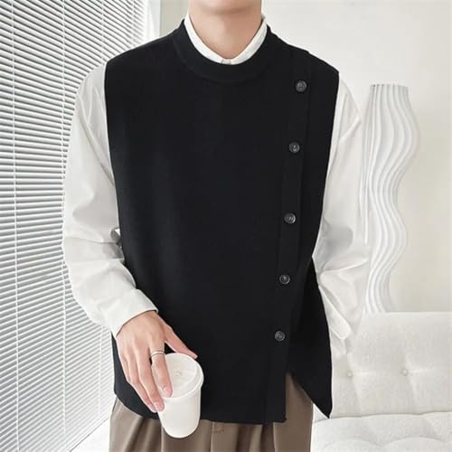 Men's Casual Solid Color Knitted Vest Fall Winter Fashion Buttons Sleeveless Round Neck Waistcoats4