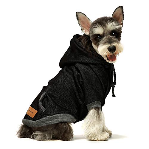 Fitwarm Casual Pet Clothes Dog Hoodies Puppy Pullover Cat Hooded Shirts Sweatshirts Black XS