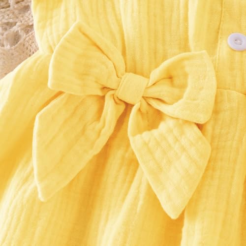 Image of Toddler Girl Clothes Sleeveless Top Shorts 2Pc Summer Outfit 12M-5T | 100% Cotton, Soft breathable, Double crepe fabric, Adorable bow ruffle pocket design, Perfect for daily wear, birthday, party