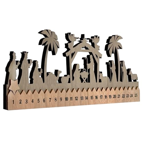 Cinrobiye Countdown to Christmas Wooden Nativity Advent Calendar,2025 Countdown Advent