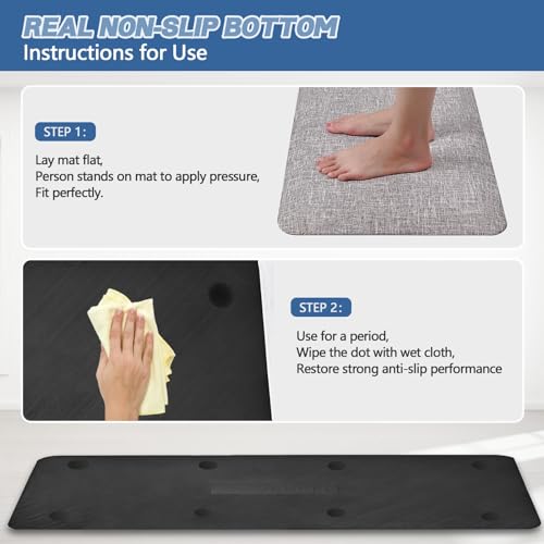 Image of Anti Slip 7 /8 inchs Anti Fatigue Kitchen Floor Mat, Ergonomic Comfort Standing Mat, Waterproof Kitchen Runner for Home, Kitchen, Office, Laundry, Garage (Light Gray, 17.3 inch x 60 inch -0.87 inch)