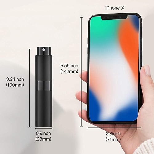 Image of 10ML Mini Perfume Atomizer Spray Bottle, Empty Refillable Glass Travel Cologne Sprayer for Men & Women with Refill Tools (Black /Blue /Silver)