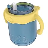 KOCKSHION シー保温吸管杯 ステンレス製 ベビー水カップ 反滑りグリップ付き 蓋付き 牛乳トレーニングカップ 滑らかな肌触りで なデザイン 不锈钢