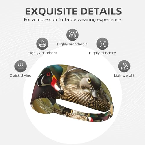 Diadema deportiva elástica con estampado de pato doméstico, adecuada para correr, fitness, tenis, yoga - imagen 4
