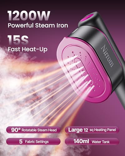 Image of Travel Steamer for Clothes, 110-240V Dual Voltage Portable Steamer | 1200W Fast Heat in 15s, 140ml Tank, 5 Fabric Settings, 2 in 1 Handheld Garment Steamer & Iron for Business, Global and Europe