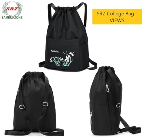 Image of SRZ School Bag College Bag Backpack for women Travel bag Polyester Trendy Stylish Backpack Drawstring Embroidery