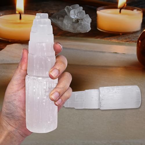 Image of Certified Selenite Tower Charging Plate - 15 cm Premium Selenite Stone for Crystal Charging - Elegant Selenite Plate for Bracelets and Healing Crystals - Natural Energy Amplifier and Cleanser