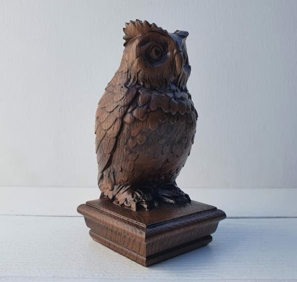 Owl Wooden Finial for Staircase Newel Post, Owl Finial Bed Post, Owl Statue Gift by Blackperlcrafts