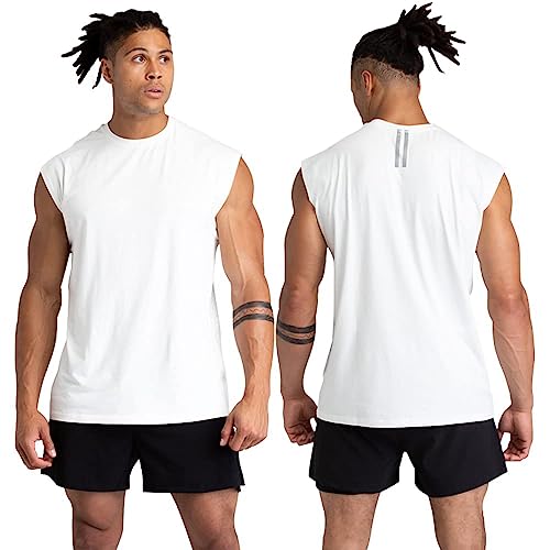 Holure Paquete de 3 camisetas sin mangas de gimnasio para hombre, camisetas sin mangas atléticas para entrenamiento muscular, camisetas de culturismo, Paquete de 3: negro/blanco/gris, Large