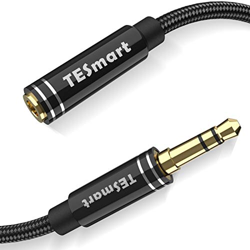TESmart - Cable alargador para auriculares (1,8 m, cable de extensión de 3,5 mm, revestimiento de nailon prémium para auriculares, teléfono móvil, auriculares, PC, etc.)