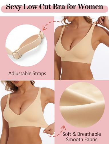 Deep V Bra Low Cut Sexy Push Up Bralettes for Women Padded Comfy Smoothing Wireless Lifting Bras Seamless Bralette3