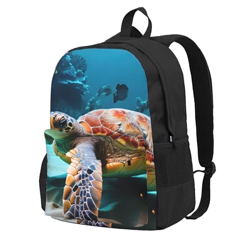 Sac à dos étanche grand volume imprimé tortue avec dos ergonomique pour le camping