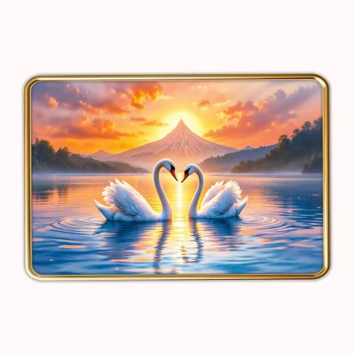 Image of Vastu Swan Pair Photo Frame, Gold, Slim, Sparkle Coated Lamination, for Living Room and Office, 18x24 Inch 53005