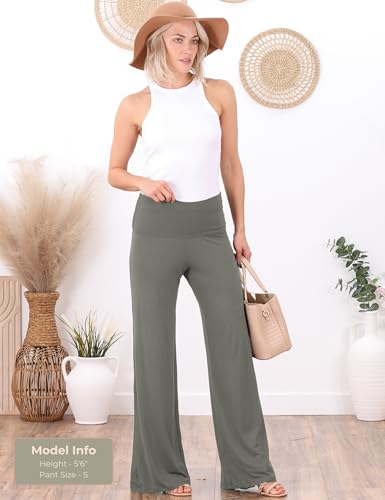 Image of Popana Wide-Leg Pants Palazzo Pants, Soft Lightweight Flowy Bootcut Wide Leg Lounge Pants for Women 3-Pack