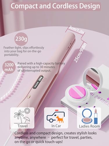 Plancha de Pelo Mini Inalámbrica 2 en 1 Rosa miniatura 5