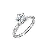 Tolldek Anillo de boda de oro blanco PT950 de 9 K/14 K/18 K/PT950, color blanco con diamante creado en laboratorio clásico, talla 47-70, Platino 950, Laboratorio Creado Diamante