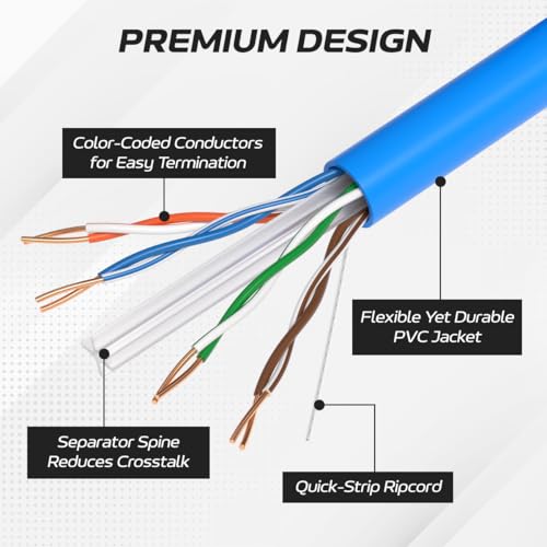 Cable Ethernet CAT6 UTP 500ft 23AWG CCA Azul miniatura 7