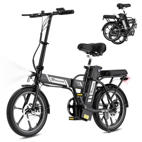 EVERCROSS EK5 Vélo Électrique, 250W E Bike pour Adultes, 36V Vélos Electriques Pliables Vélo de Montagne, Jusqu'à 25KM / h, Plage 35-60km, Pneus 16'' E-Bike de Ville avec Siège Réglable