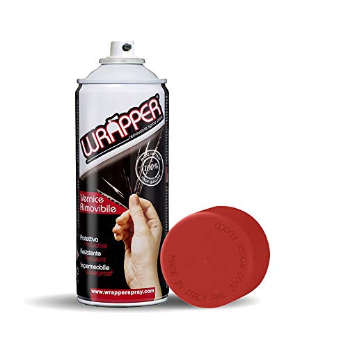 4R Quattroerre.it 16402 Wrapper Spray Rosso Fuoco Opaco | Vernice Removibile per Carrozzeria | Pellicola Spray Protettiva UV e Anti-Graffio | Wrapping Liquido Made in Italy