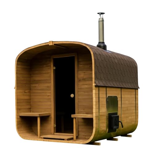 Gardj Fasssauna de jardin pour extérieur en épicéa nordique – Différentes tailles (2–6 personnes) – Choix entre four en bois ou électrique – Kit...