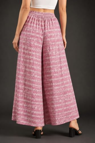 Image of Women Printed Palazzo Pants Combo Pack of 2, Comfortable Elastic Waist Lounge Pants for Women | Relaxed Fit, Loose Fitting Wide Leg Palazzo Pants, Casual Bottom (Available in S to 3XL Size)