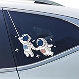 Jfbrix Cute Funny Cartoon Astronaut Floating Hand in Hand Couple Car Vinyl Sticker