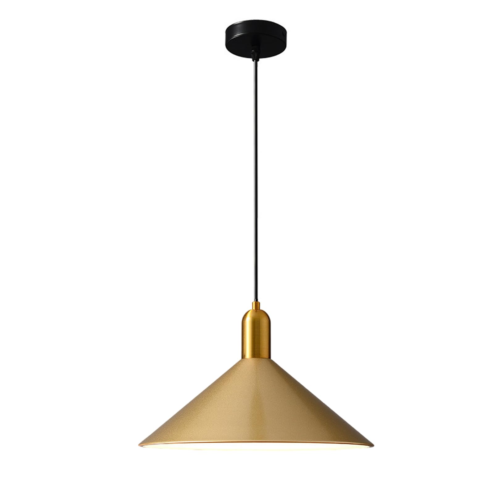 KHUKHU Single Pendant Lights Hanging Kitchen Lights Industrial Farmhouse Pendant Light Vintage Iron Hanging Ceiling Lamp Fixtures for Island, Barn, Dining Room(Gold)