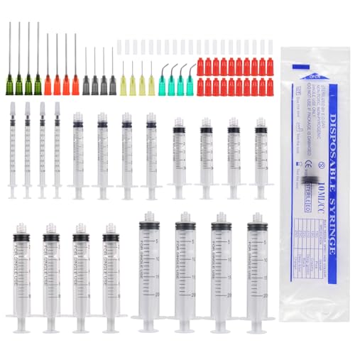 Aotfusd 20 Stück Spritzen-Set mit Stumpfer Nadel Verschiedene Größen 1ml 3ml 5ml 10ml 20ml zum Nachfüllen und Messen von Flüssigkeiten wissenschaftliche Labore Pflanzenbewässerung