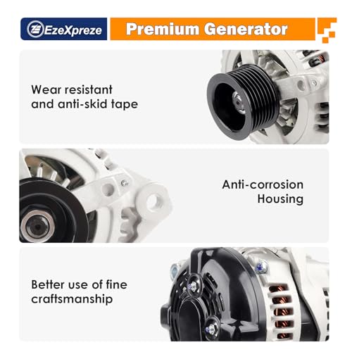 Image of Ezexpreze 11034N Alternator Compatible with Toyota Camry 04-06, Highlander 04-07, Solara 04-08 & Scion tC 05-10, L4 2.4L, 12V 100Amp Clockwise 7-Groove Pulley, OE# 104210-3880, 27060-0H100