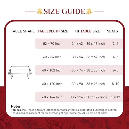 Softalker Christmas Rectangle Jacquard Tablecloth with Red Flower, Polyester Poinsettia Vintage Floral Printed Table Cloth for Xmas Party Decoration/Holiday (60x84 Inch)