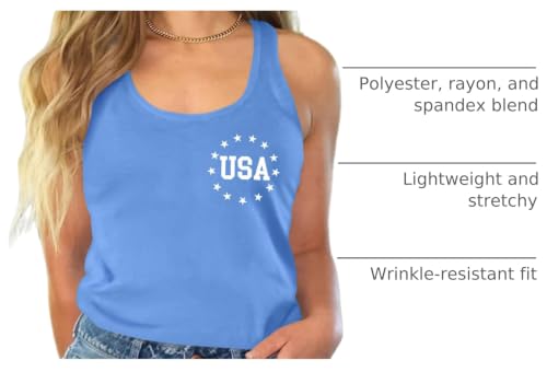 Image of Ithalt Womens American Flag Shirts 4th of July Outfits USA T-Shirt Patriotic Tank Shirt Fourth of July Sleeveless Tops