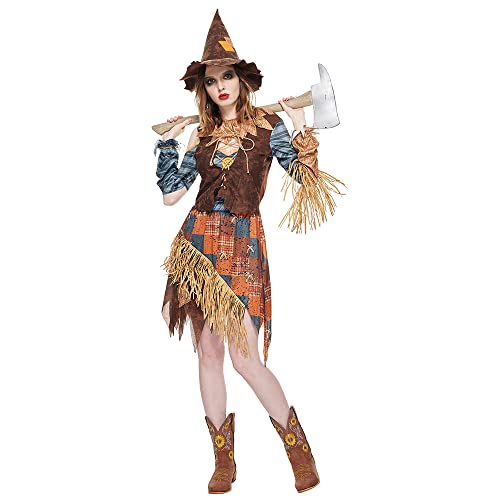 EraSpooky Disfraz de espantapájaros para mujer espantapájaros espeluznante para adultos disfraz de Halloween L