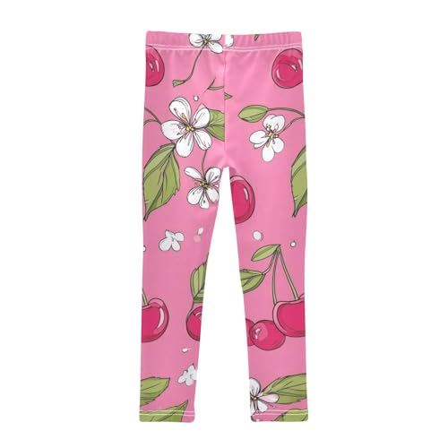 Cherry Fruits Flowers Girls Leggings Stretchy Dance Pants for Kids2