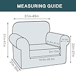 FantasDecor 2 Piece Chair Sofa Covers Velvet for Living Room Slipcovers with Individual Cushion Elastic Furniture Protector for Pets, Machine Washable (Armchair, Ivory) - Image 2