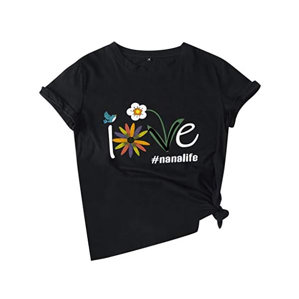 Luciava Women Summer Printing Short Sleeve Tee Shirt Casual Tunic Tops Summer Comfy Wild Loose Breathable Blouse