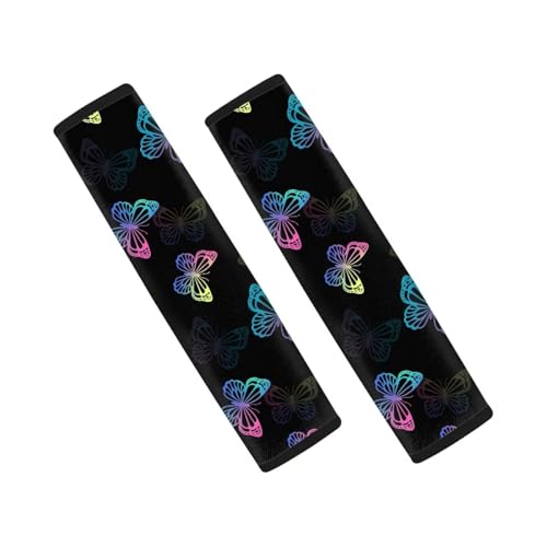 Image of AFPANQZ Colorful Butterfly Print Car Seat Belt Pads Cover Seatbelt Shoulder Strap Cushion Harnss Pads Comfortable Driving Universal Fit Truck Vans Sedans SUVs
