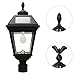Gama Sonic Imperial Bulb Solar Outdoor Post Light, Black Aluminum, 3-inch Fitter for Lamp Posts or Pier Mount (Sold Separately), Warm White 2700K, 97B012