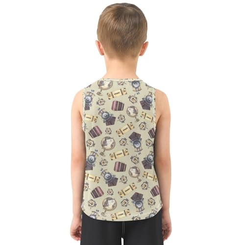 Baby Boys Sleeveless Tank Top Vintage Train Head Globe Toddler Athletic Vest 3-10T3