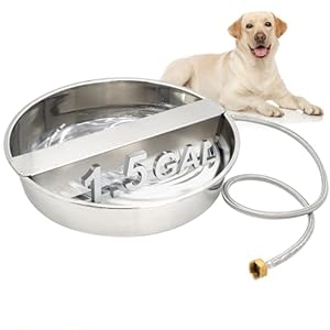 Automatic Dog Water Dispenser with Anti-tip Bracket, 1.5 Gal Outdoor Dog Water Bowl and Stainless Steel Self Filling Dog Water Bowl for Pets, Livestock Waterer