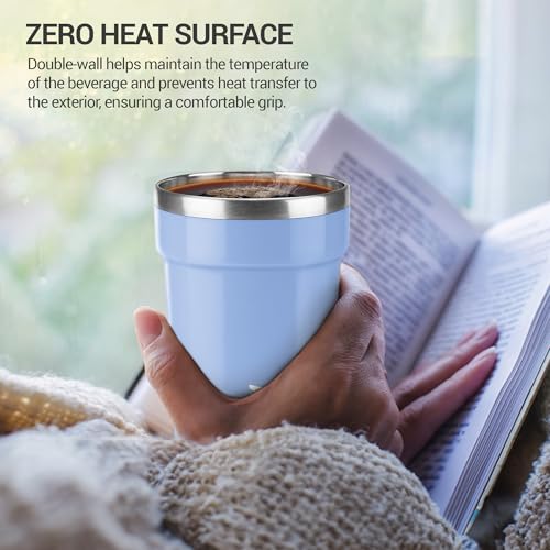 Image of MILTON Cool Touch Deccan Coffee Mug 350 Double Walled 330 ml Inner Stainless Steel Tea Mug with Lid, Coffee Mug Travel Tea Cup, Black Coffee, Tea Cup Single, Blue