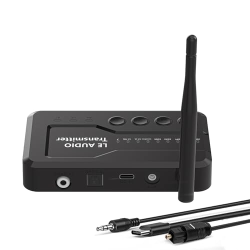 Transmisor LE Audio eppfun Bluetooth 5.4 aptX Lossless para TV con entrada óptica y coaxial