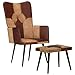 Produktbild LIANGDONFC ohrensessel VintagekinosesselSessel mit Hocker Braun Echtleder und CanvasWohnzimmer, Büro,