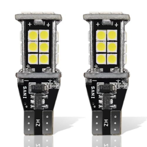 Tuxihapp 2PCS Extremely Bright T15 921 912 W16W Car LED Bulbs, Waterproof Automotive Backup Reverse Light with 3030SMD Chip, Car Brake Light Illumination Bulbs Replacement for Most Vehicles (White)