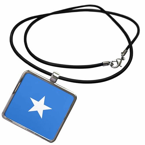 3dRose InspirationzStore Flags - Flag of Somalia - Somali Light Sky Blue with White Star - Somalian African Country East Africa World - Necklace with Rectangle Pendant (ncl_158431)