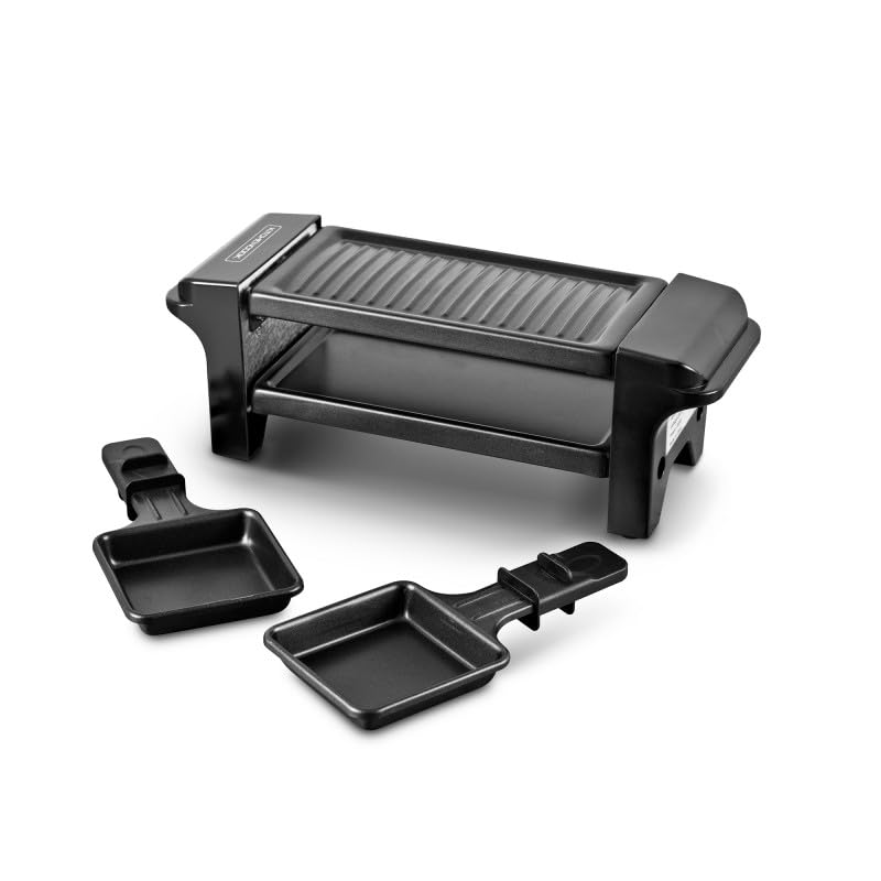 Kitchencook - Appareil à Raclette - 2 Personnes - 350w - Grill Antiadhésif Amovible - 2 Poêlons - Poignée De Transport